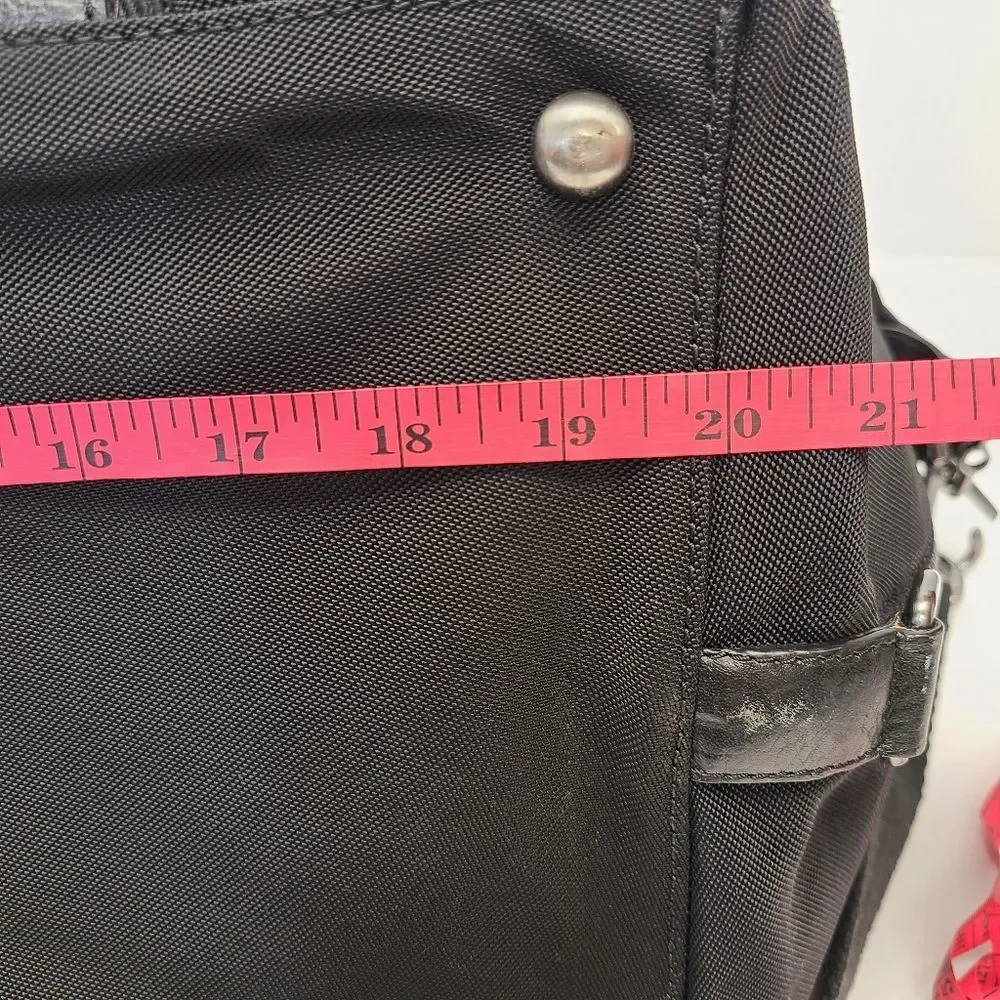 Banana Republic Large Black Canvas Leather Trim Duffle Weekender Travel Bag
